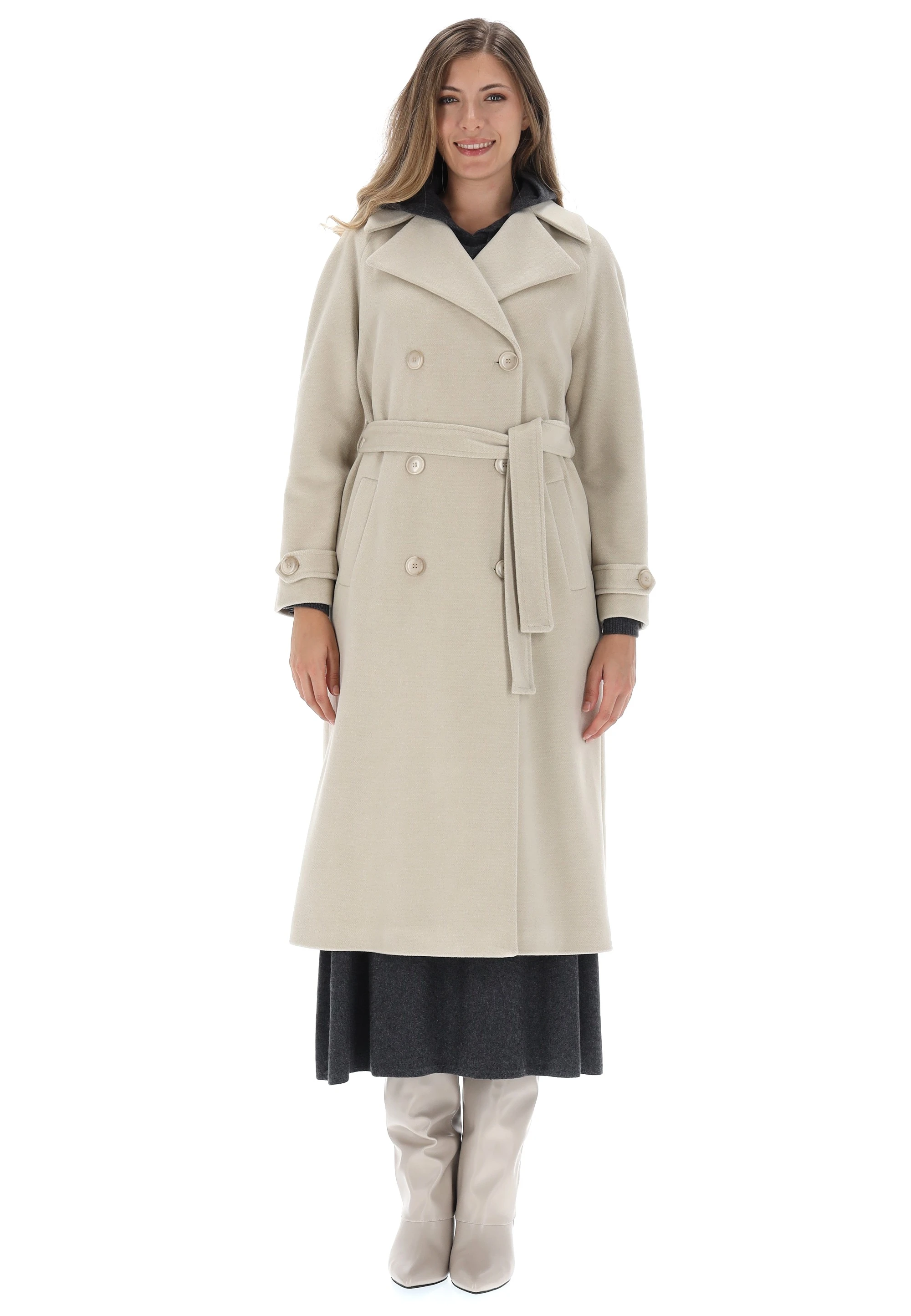 Cappotto lungo con fusciacca e bottoni èks donna